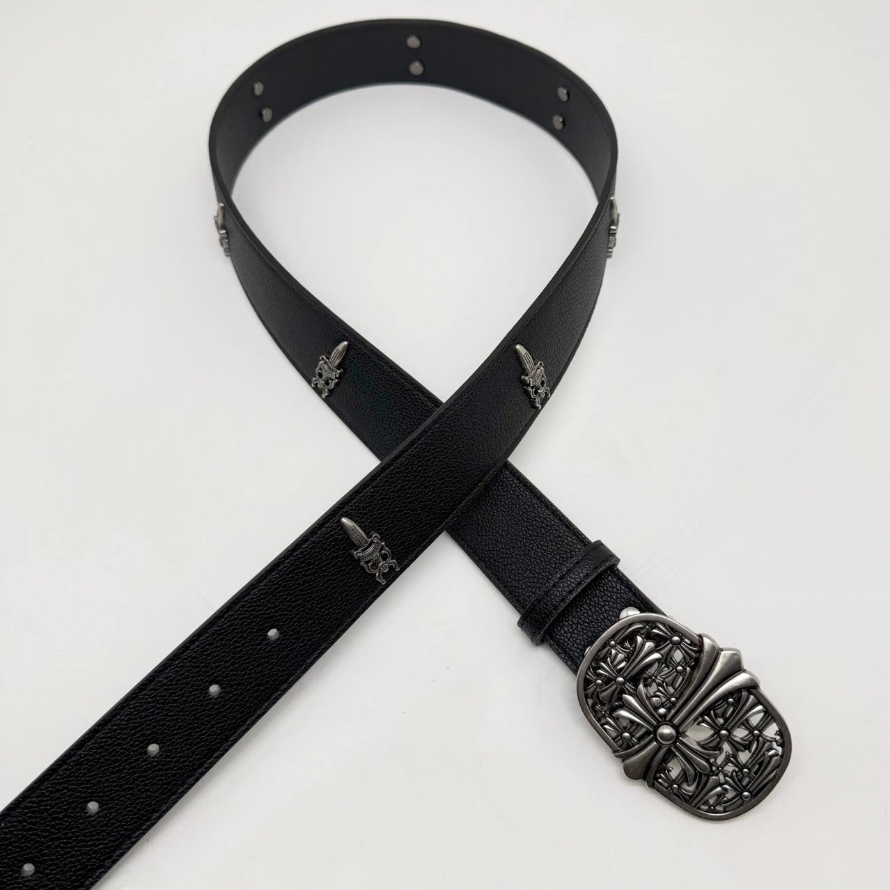 Men's Belt Cross Pentagram Gothic Hollow Large Tongue Vine Women's Waistband Celebrity Style Gothic Punk