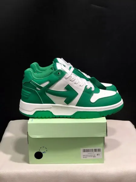 Off-White Diagonal Arrow Low Top Dark Green White Sneakers - 1
