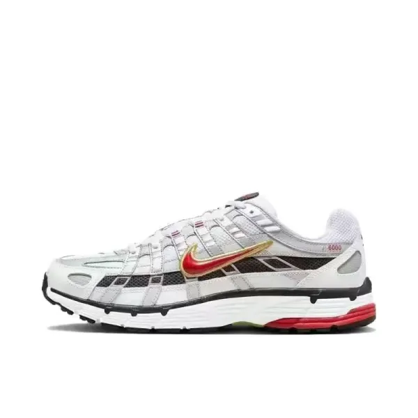 Nike P-6000 White/Red/Gold Running Shoes - 1