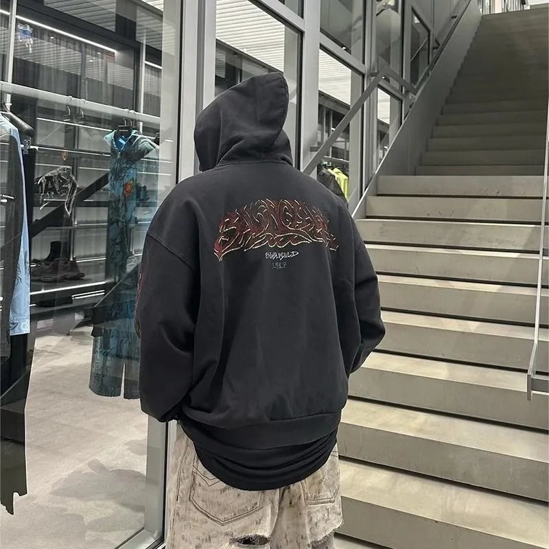 Flame Zip Oversized Hoodie