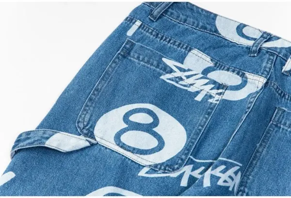 Stüssy 8-Ball Print Denim Shorts Black - 23