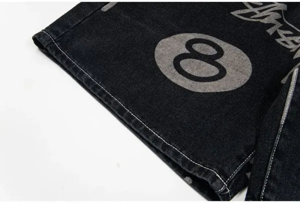 Stüssy 8-Ball Print Denim Shorts Black - 37
