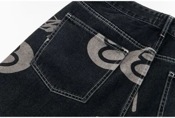 Stüssy 8-Ball Print Denim Shorts Black - 42