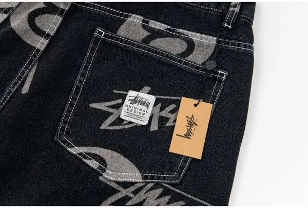Stüssy 8-Ball Print Denim Shorts Black - 43