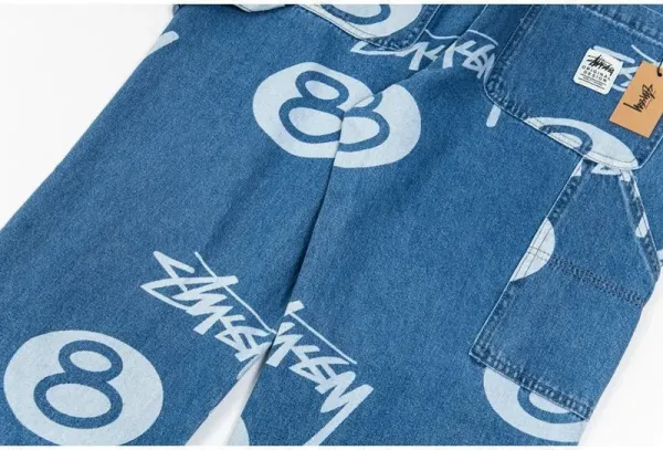 Stüssy 8-Ball Print Denim Shorts Black - 25