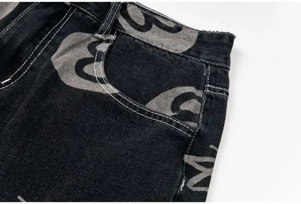 Stüssy 8-Ball Print Denim Shorts Black - 33