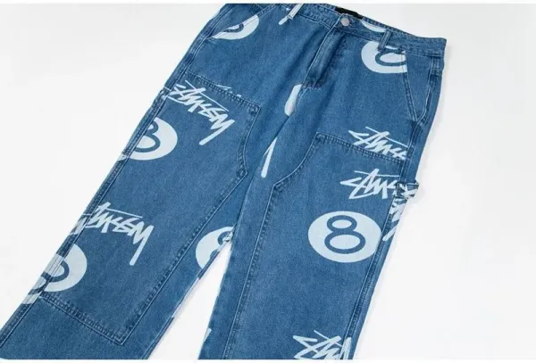 Stüssy 8-Ball Print Denim Shorts Black - 13