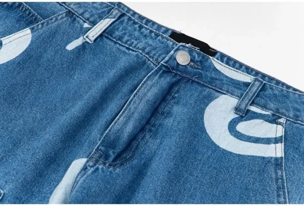 Stüssy 8-Ball Print Denim Shorts Black - 15