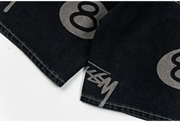 Stüssy 8-Ball Print Denim Shorts Black - 32