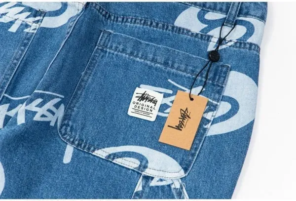 Stüssy 8-Ball Print Denim Shorts Black - 22