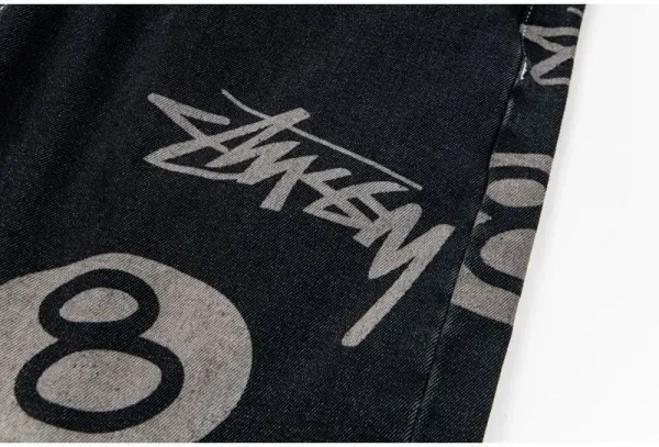 Stüssy 8-Ball Print Denim Shorts Black - 35