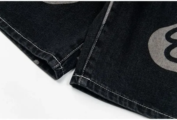 Stüssy 8-Ball Print Denim Shorts Black - 38