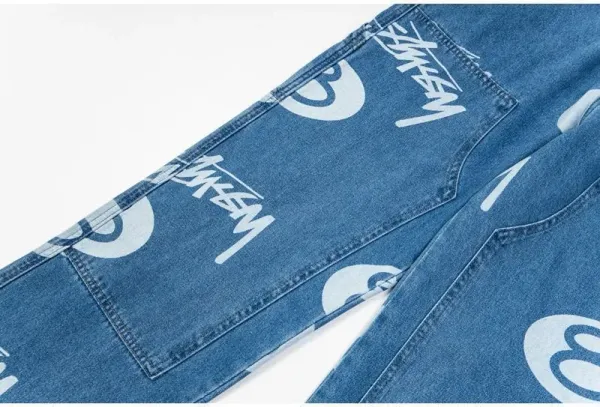 Stüssy 8-Ball Print Denim Shorts Black - 16
