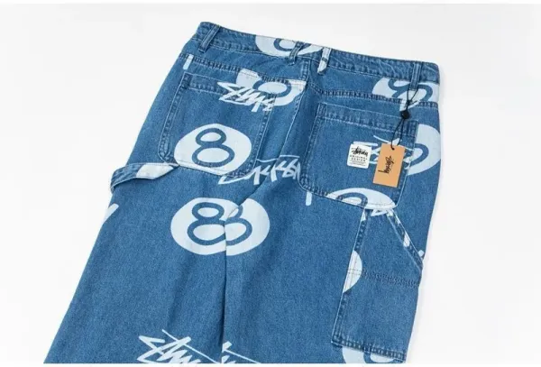 Stüssy 8-Ball Print Denim Shorts Black - 21