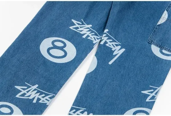 Stüssy 8-Ball Print Denim Shorts Black - 26