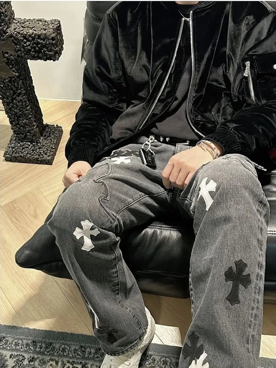 Cross Print Jeans