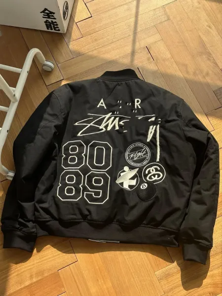 Stüssy x Nike x Beaverton Flight 80/89 Black Bomber Jacket - 1