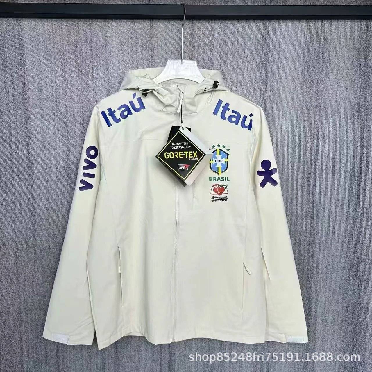 CBF x Itaú Brazil National Team Windbreaker Off-White Jacket - 4