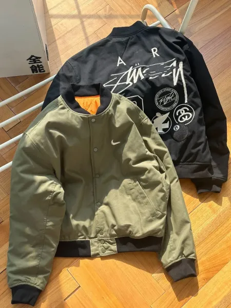 Stüssy x Nike x Beaverton Flight 80/89 Black Bomber Jacket - 3