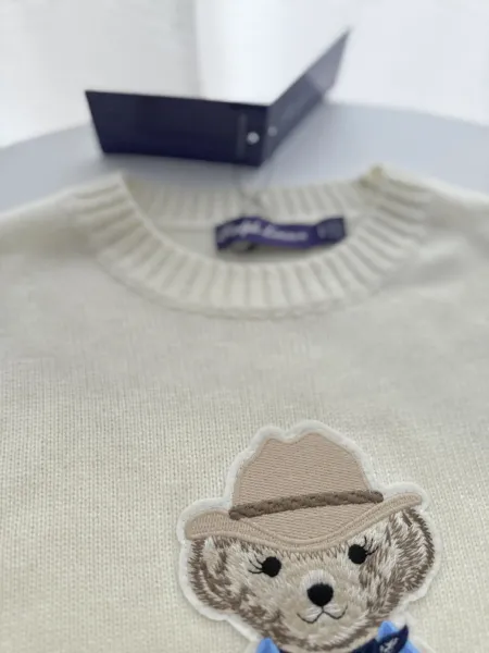 Ralph Lauren Polo Bear Embroidered Cream Sweater - 11