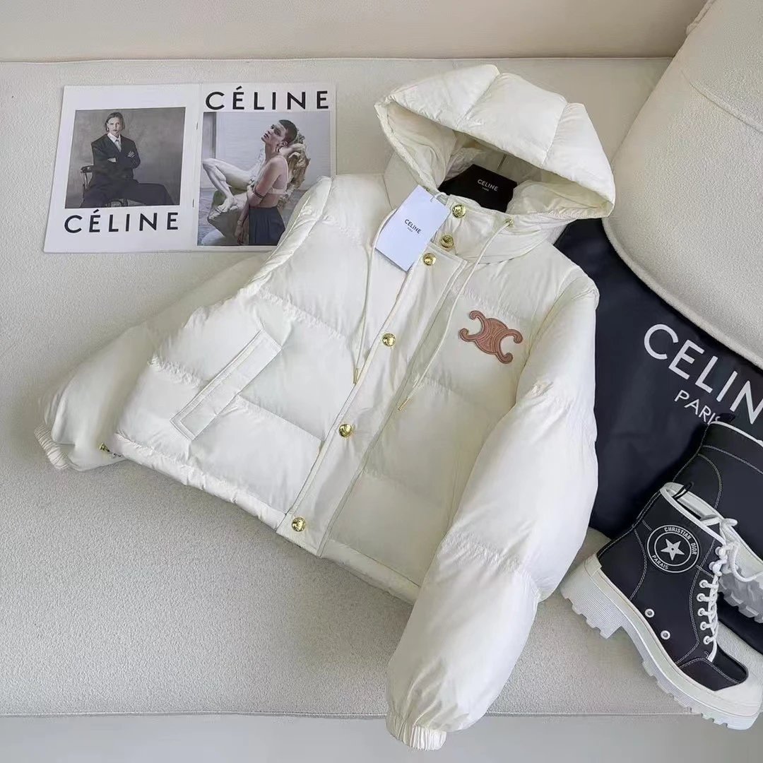 Celine Down Jackets Hooded puffer jacket with Triomphe chest emblem image 5