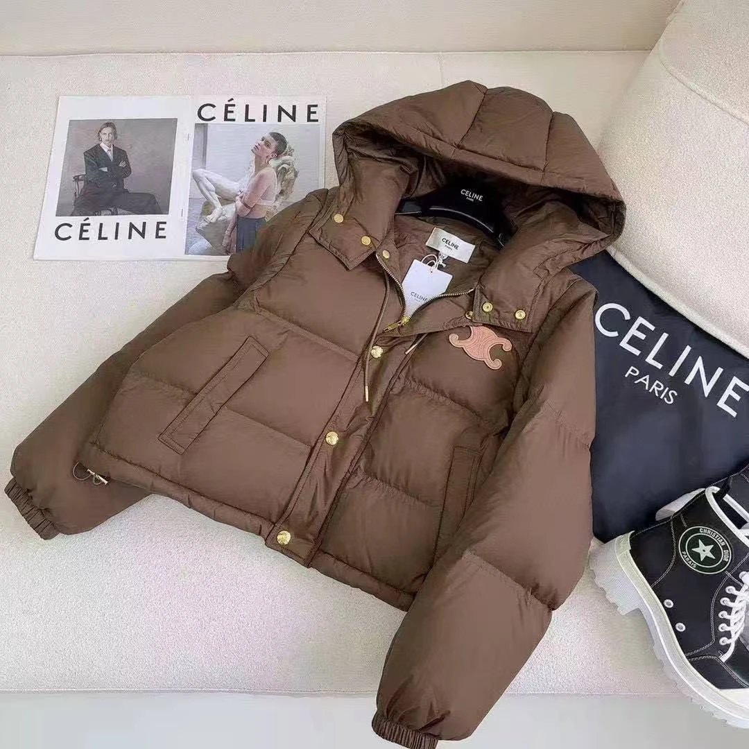 Celine Down Jackets Hooded puffer jacket with Triomphe chest emblem image 4