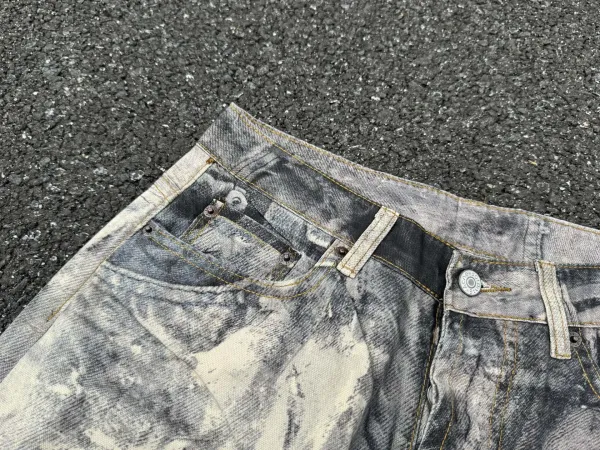 Customized Chain-Embellished Distressed Wide-Leg Jeans - 8