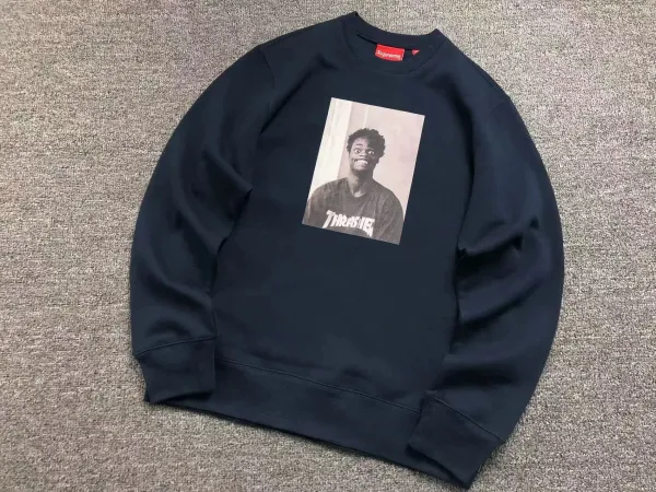 Supreme x Thrasher Photo Print Crewneck Black Hoodie - 1