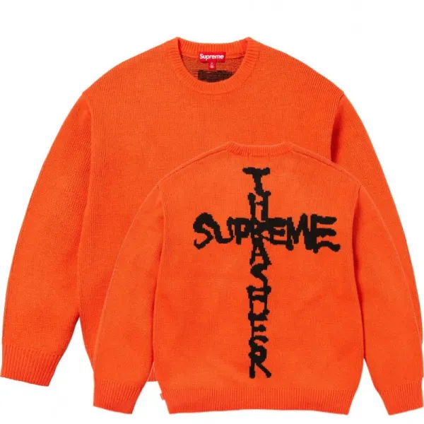 Supreme Cross Logo Knit Sweater Orange - 1