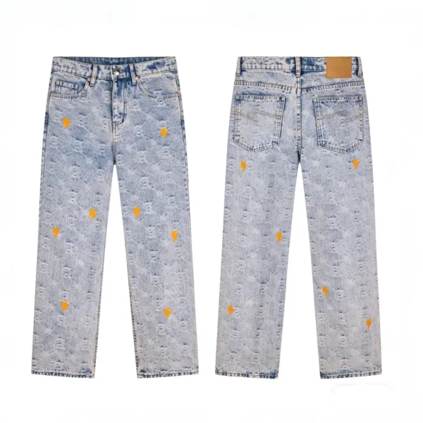 Design Lightning Bolt Print Gradient Wash Jeans - 24