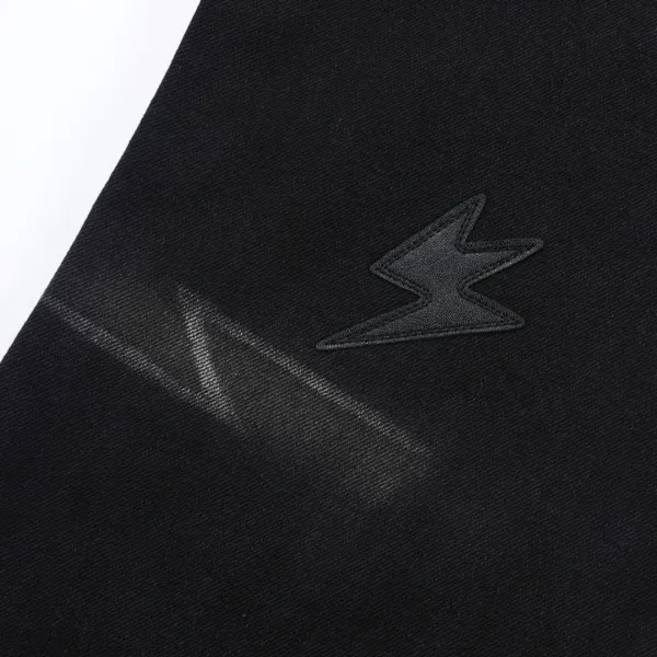 Design Lightning Bolt Print Gradient Wash Jeans - 42