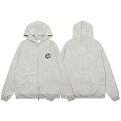 Design Minimalist Graphic Zip-Up Hoodie Gray - 1