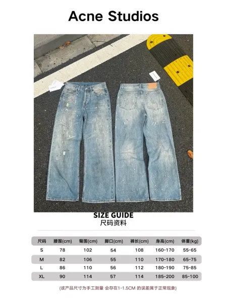 Acne Studios Paint-Splatter Wide-Leg Jeans Blue - 1