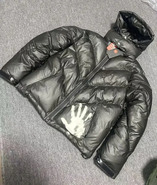Philipp Plein x Handprint Down Jacket Army Green with Neon Green Prints - 7