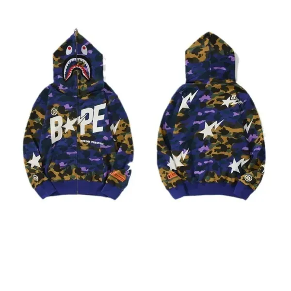 A Bathing Ape x Heron Preston Shark Camo Hoodie - 4