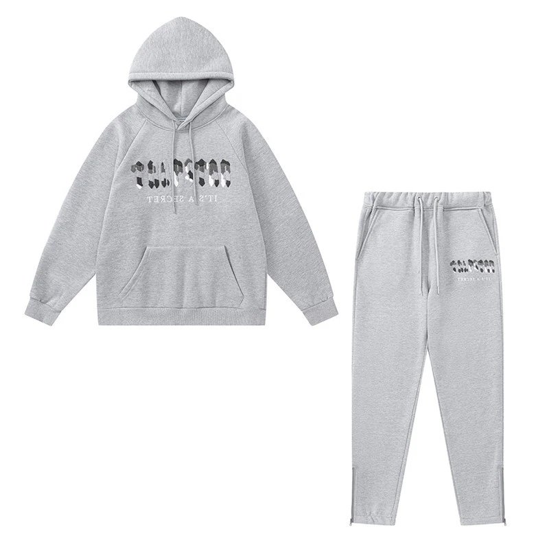 Trapstar Logo Hoodie and Sweatpants Set Gray - 47