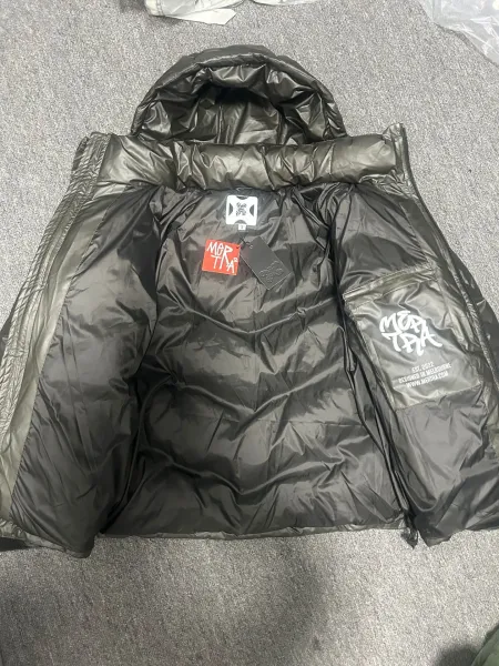Philipp Plein x Handprint Down Jacket Army Green with Neon Green Prints - 4