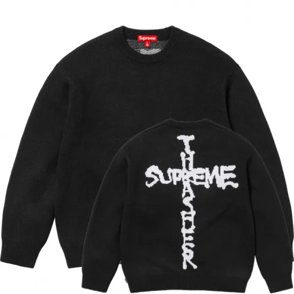 Supreme Cross Knit Sweater Black - 1