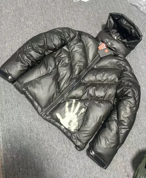 Philipp Plein x Handprint Down Jacket Army Green with Neon Green Prints - 6