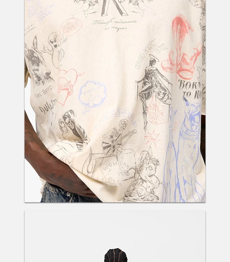 Design Sketchbook Print Washed Black T-Shirt - 19