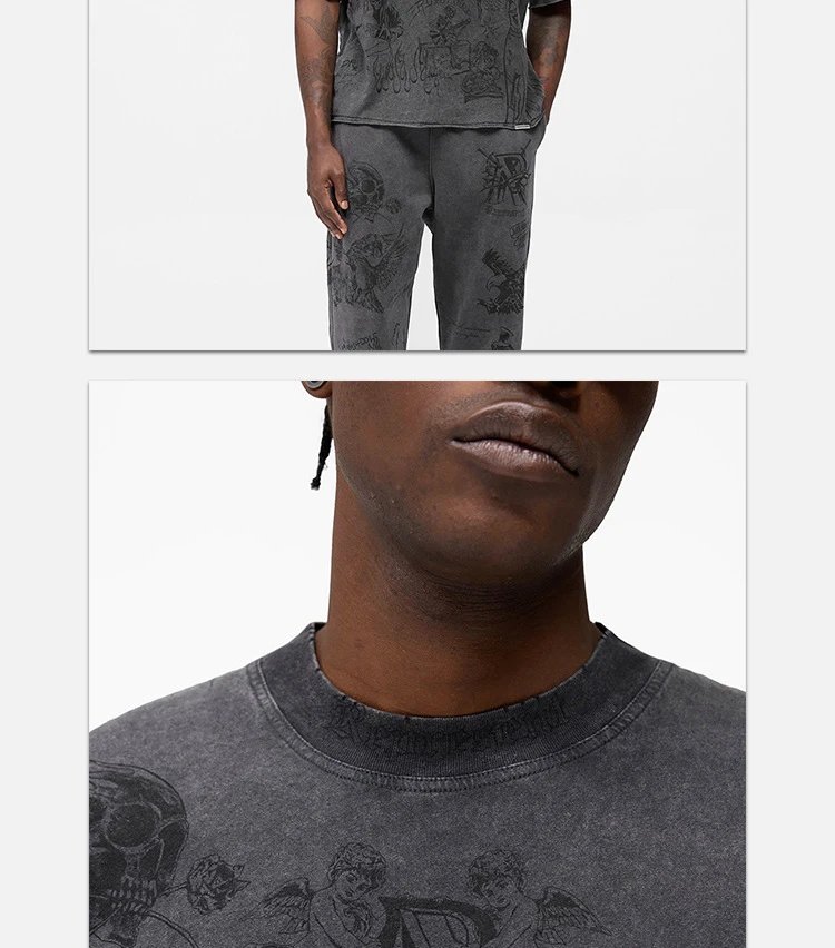 Design Sketchbook Print Washed Black T-Shirt - 23