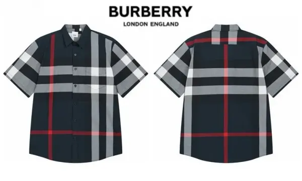 Burberry Classic Check Shirt Navy Red Gray - 19
