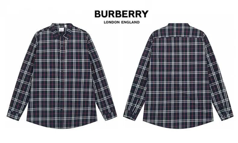 Burberry Classic Check Shirt Navy Red Gray - 11