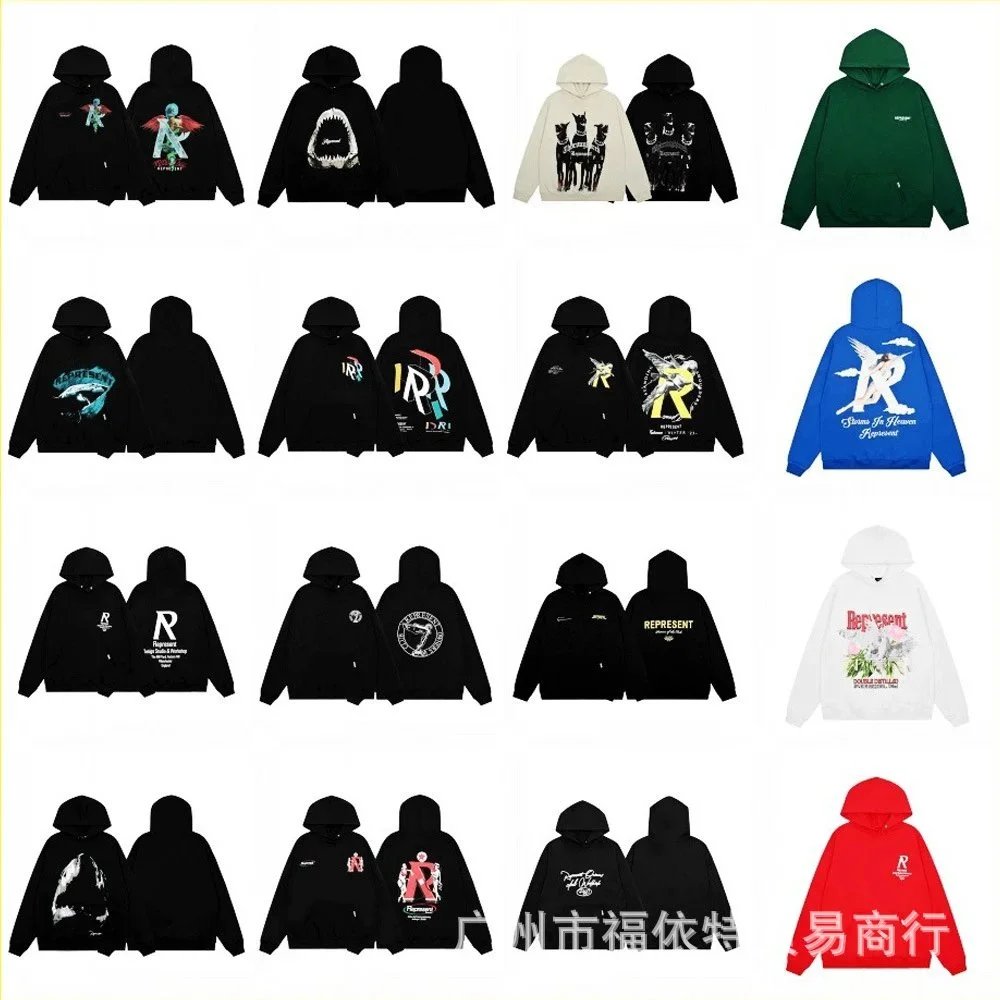 Meichao High Street Correct Edition REPRESENT Letter Pegasus Shark Angel Printed Hoodie Hoodie Autumn