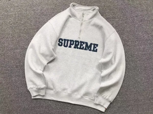 Supreme Half-Zip Crewneck Sweatshirt Gray - 1