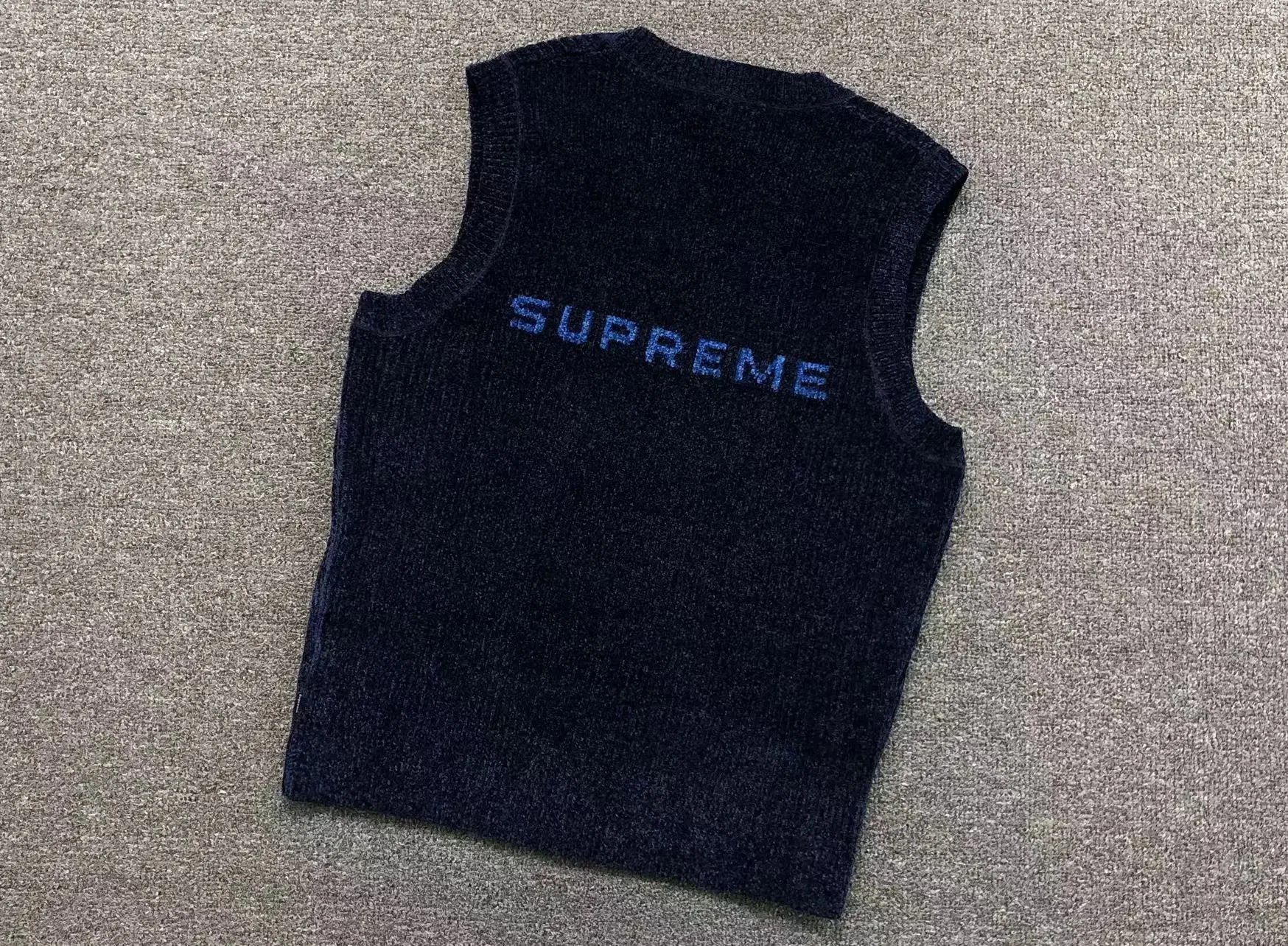 M003# Chenille V-Neck Sweater Vest, Royal Blue
