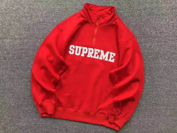 Supreme Half-Zip Pullover Red Hoodie - 1