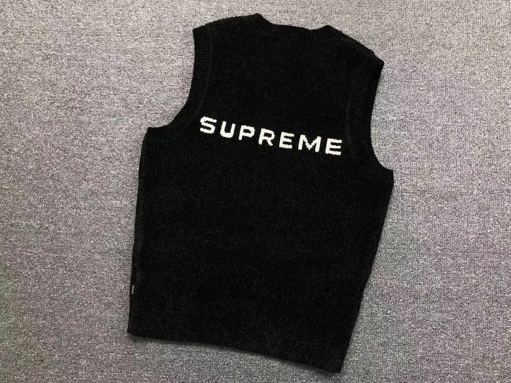 M003# Chenille V-Neck Sweater Vest, Black
