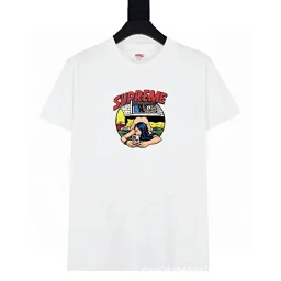 thumbnail for Heavyweight fashion letter print t-shirt box round neck short sleeve men's and women's loose casual t-shirt men's and women's