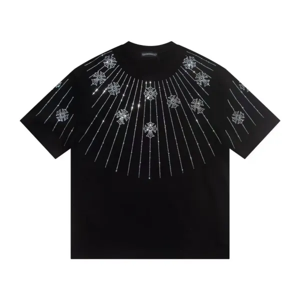 Chrome Hearts Crystal Sunburst Black T-Shirt - 1